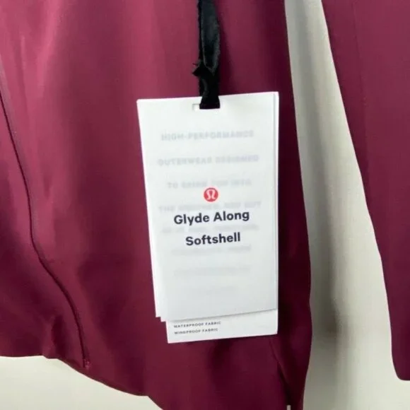 NWT Lululemon Glyde Along Softshell Rain Coat Burgundy Size 2 Waterproof‎ Jacket - Picture 5 of 14